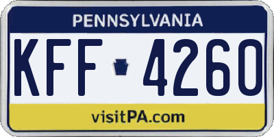 PA license plate KFF4260