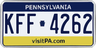 PA license plate KFF4262