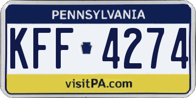 PA license plate KFF4274
