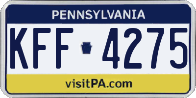 PA license plate KFF4275
