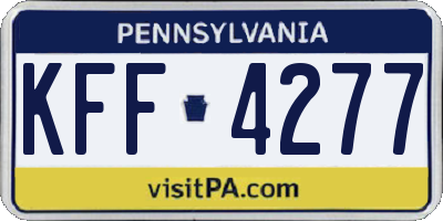 PA license plate KFF4277