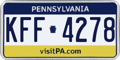 PA license plate KFF4278