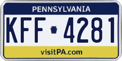 PA license plate KFF4281