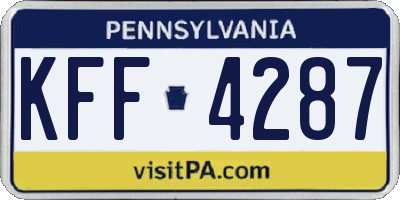 PA license plate KFF4287