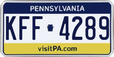 PA license plate KFF4289