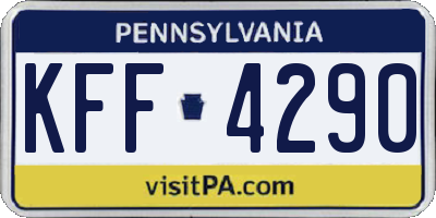 PA license plate KFF4290