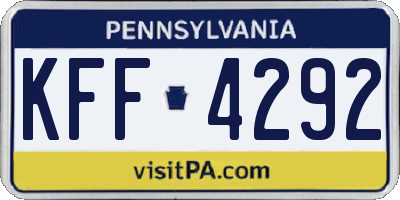 PA license plate KFF4292