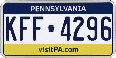 PA license plate KFF4296