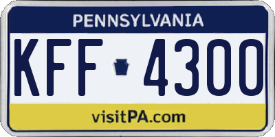 PA license plate KFF4300