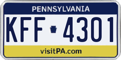 PA license plate KFF4301
