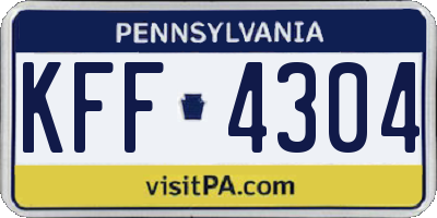 PA license plate KFF4304