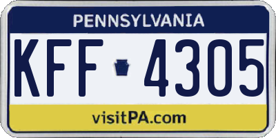 PA license plate KFF4305