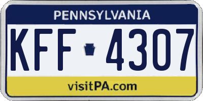 PA license plate KFF4307