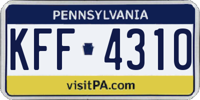 PA license plate KFF4310
