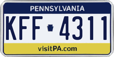 PA license plate KFF4311