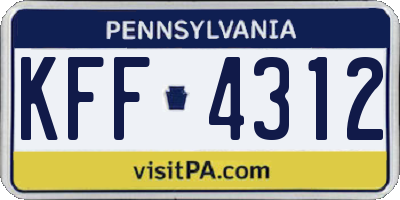 PA license plate KFF4312