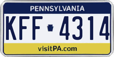 PA license plate KFF4314