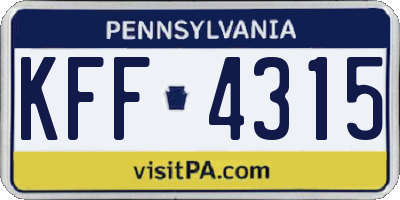 PA license plate KFF4315