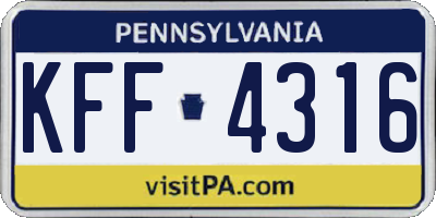 PA license plate KFF4316