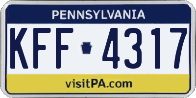 PA license plate KFF4317