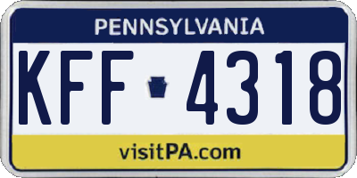 PA license plate KFF4318