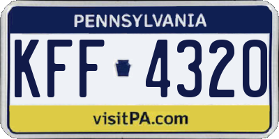 PA license plate KFF4320