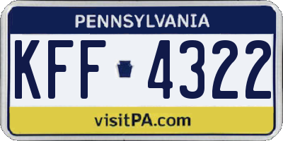 PA license plate KFF4322