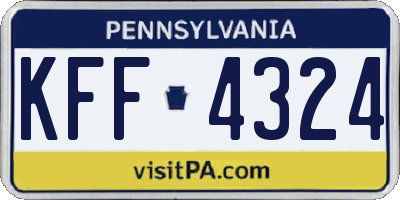 PA license plate KFF4324