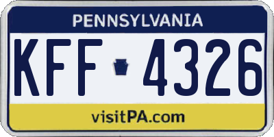 PA license plate KFF4326