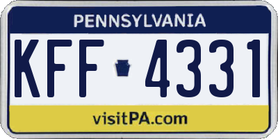 PA license plate KFF4331
