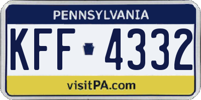 PA license plate KFF4332
