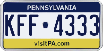 PA license plate KFF4333