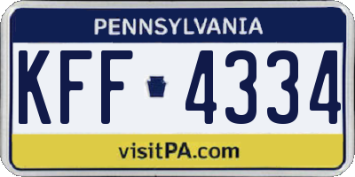 PA license plate KFF4334
