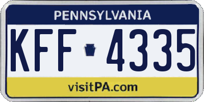 PA license plate KFF4335
