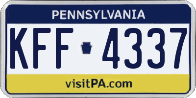 PA license plate KFF4337