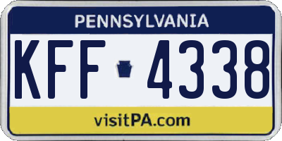 PA license plate KFF4338