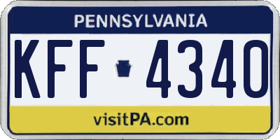 PA license plate KFF4340