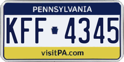 PA license plate KFF4345