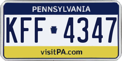 PA license plate KFF4347