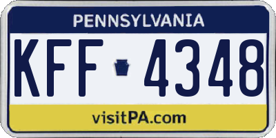 PA license plate KFF4348