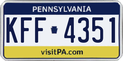 PA license plate KFF4351
