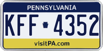 PA license plate KFF4352
