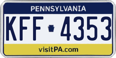PA license plate KFF4353