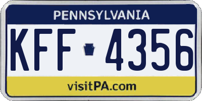 PA license plate KFF4356