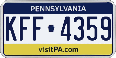 PA license plate KFF4359