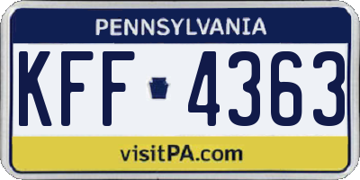 PA license plate KFF4363