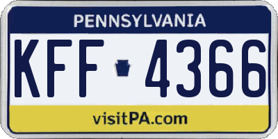 PA license plate KFF4366