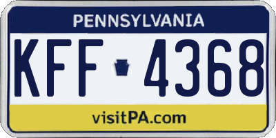 PA license plate KFF4368