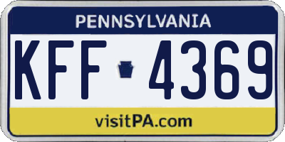 PA license plate KFF4369
