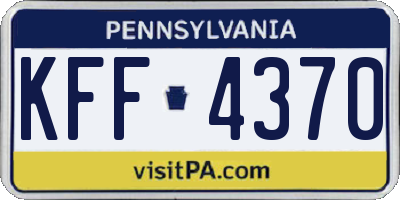 PA license plate KFF4370